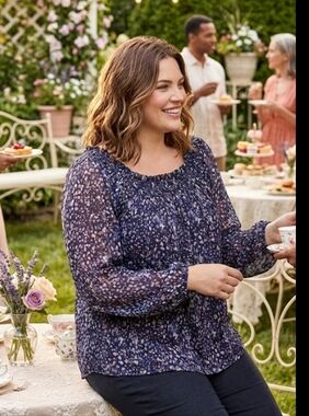 Terra & Sky Lined Top 2X/20W-22W New